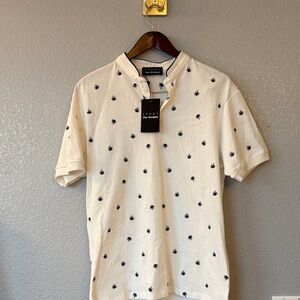 The Kooples White Polo with Black Embroidery